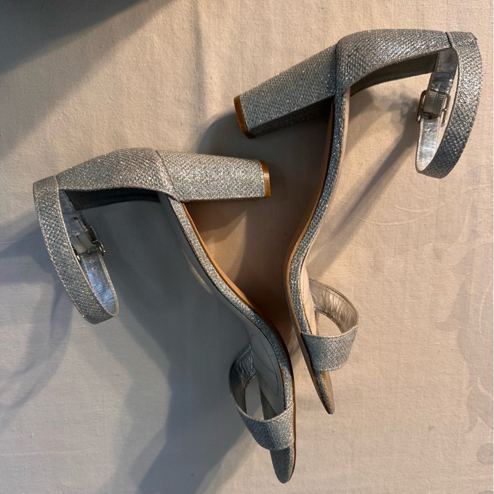 DB Studio Silver Ankle Strap Low Heeled Shoes Size 9 - Picture 7 of 8